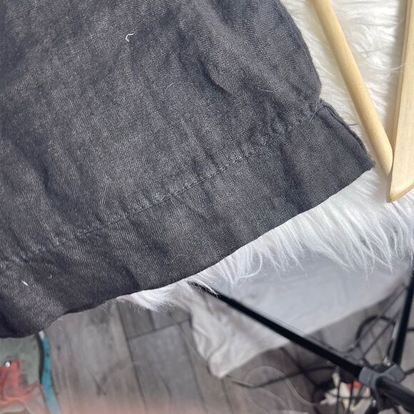 Made in Italy Black Linen Pull On Bermuda Shorts - Picture 5 of 7